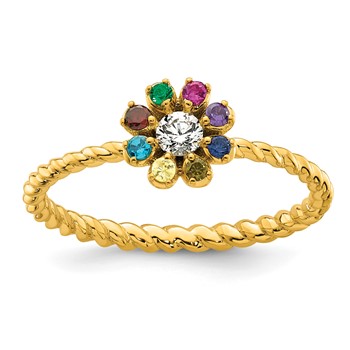 14k 8 Birthstone Flower with Diamond Mother's Ring Mounting — alternate view