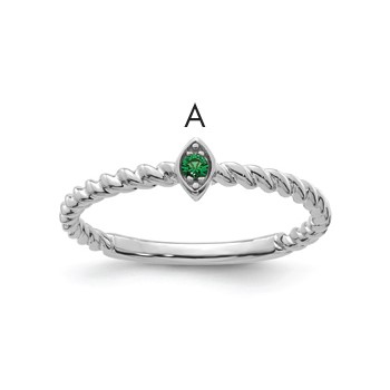 14k White Gold 1 Birthstone Mother's Ring Mounting