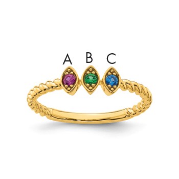 14k 3 Birthstone Mother's Ring Mounting