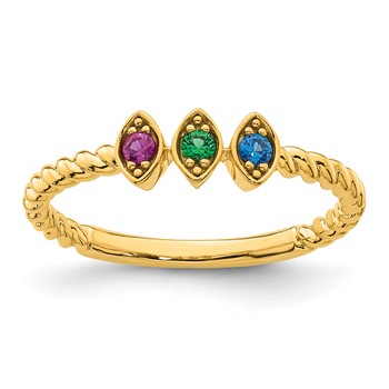 14k 3 Birthstone Mother's Ring Mounting — alternate view