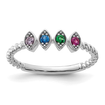 14k White Gold 4 Birthstone Mother's Ring Mounting — alternate view