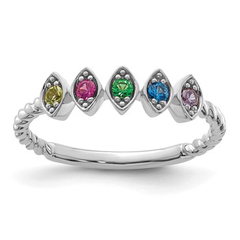 14k White Gold 5 Birthstone Mother's Ring Mounting — alternate view