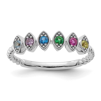 14k White Gold 6 Birthstone Mother's Ring Mounting — alternate view