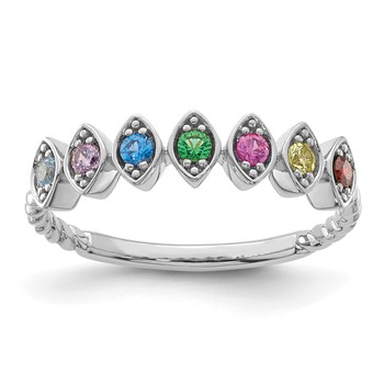 14k White Gold 7 Birthstone Mother's Ring Mounting — alternate view