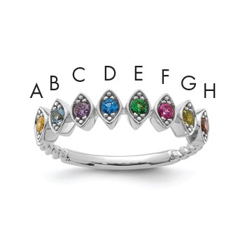 14k White Gold 8 Birthstone Mother's Ring Mounting