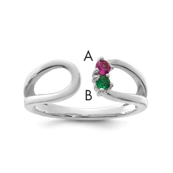 14k White Gold 2 Birthstone Mother's Wrap Ring Mounting