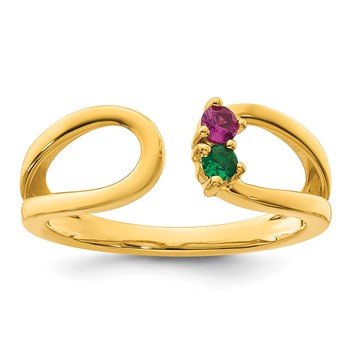 14k 2 Birthstone Mother's Wrap Ring Mounting — alternate view