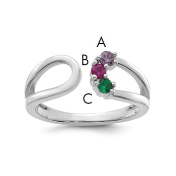14k White Gold 3 Birthstone Wrap Mother's Ring Mounting