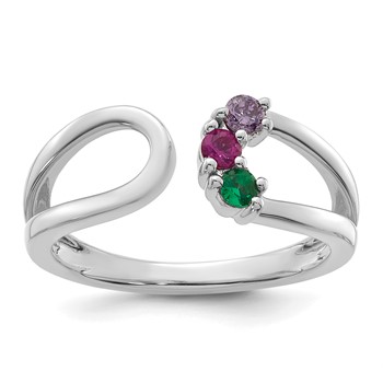 14k White Gold 3 Birthstone Wrap Mother's Ring Mounting — alternate view