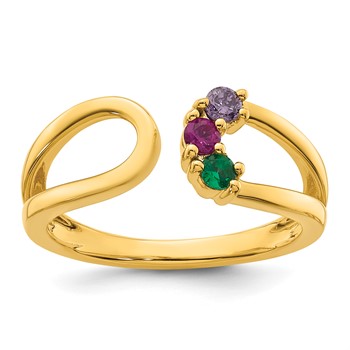 14k 3 Birthstone Wrap Mother's Ring Mounting — alternate view