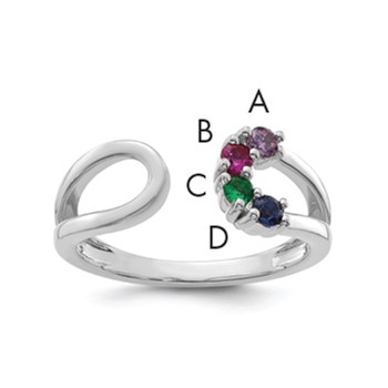 14k White Gold 4 Birthstone Mother's Wrap Ring Mounting