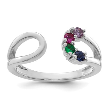 14k White Gold 4 Birthstone Mother's Wrap Ring Mounting — alternate view