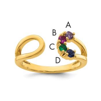 14k 4 Birthstone Mother's Wrap Ring Mounting
