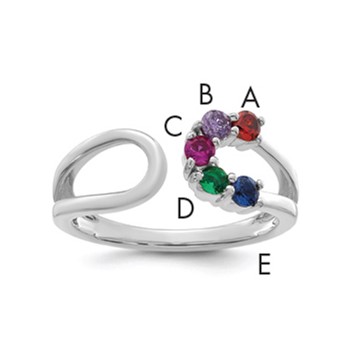 14k White Gold 5 Birthstone Wrap Mother's Ring Mounting