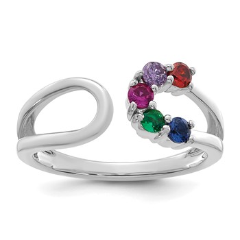 14k White Gold 5 Birthstone Wrap Mother's Ring Mounting — alternate view