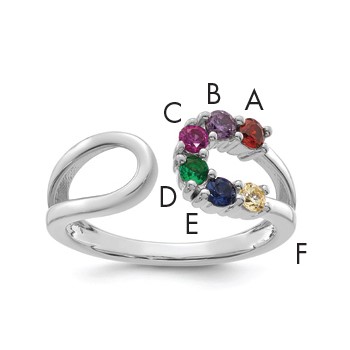 14k White Gold 6 Birthstone Wrap Mother's Ring Mounting