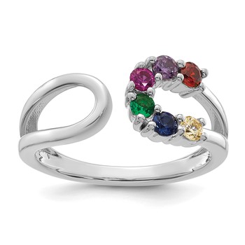 14k White Gold 6 Birthstone Wrap Mother's Ring Mounting — alternate view