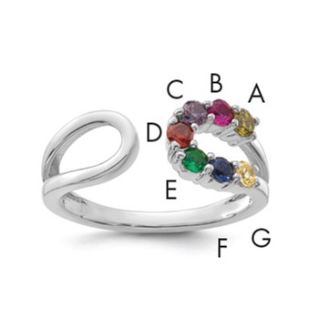 14k White Gold 7 Birthstone Wrap Mother's Ring Mounting