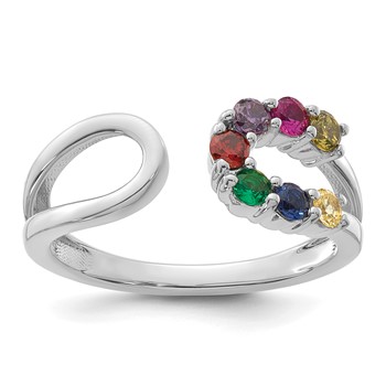 14k White Gold 7 Birthstone Wrap Mother's Ring Mounting — alternate view