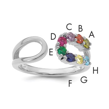 14k White Gold 8 Birthstone Wrap Mother's Ring Mounting