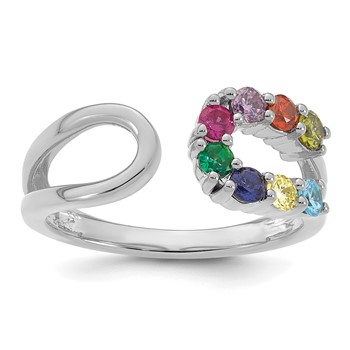 14k White Gold 8 Birthstone Wrap Mother's Ring Mounting — alternate view
