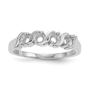 10k White Gold Polished 4-Stone Mothers Ring Mounting