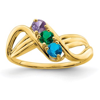 10k Polished 3-Stone Mothers Ring Mounting