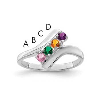 10k White Gold Polished 4-Stone Mothers Ring Mounting