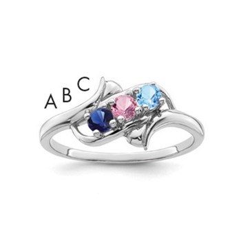 10k White Gold Synthetic Family Jewelry Ring