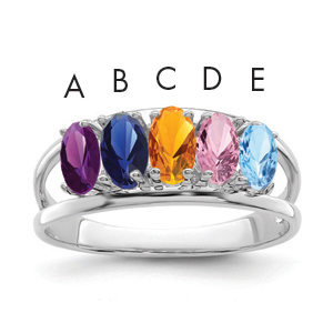 10k White Gold Synthetic Family Jewelry Ring
