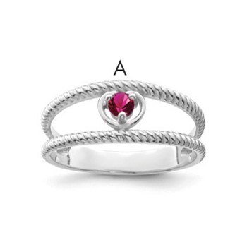 Sterling Silver Rhodium-plated Synthetic 2 Stone Mother's Ring