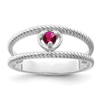 Sterling Silver Rhodium-plated Synthetic 2 Stone Mother's Ring — alternate view