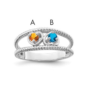 Sterling Silver Rhodium-plated Synthetic Family Jewelry Ring