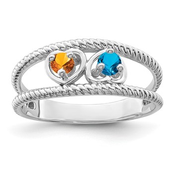 Sterling Silver Rhodium-plated Synthetic Family Jewelry Ring — alternate view