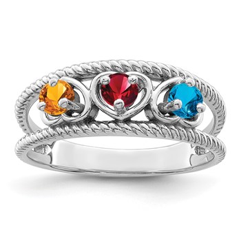 Sterling Silver Rhodium-plated Synthetic Family Jewelry Ring — alternate view