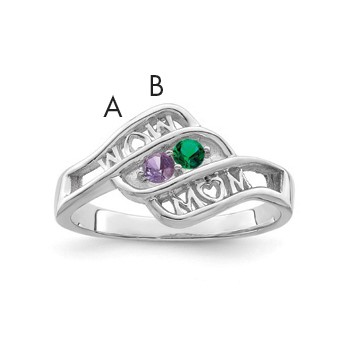 Sterling Silver Rhodium-plated Synthetic Family Jewelry Ring