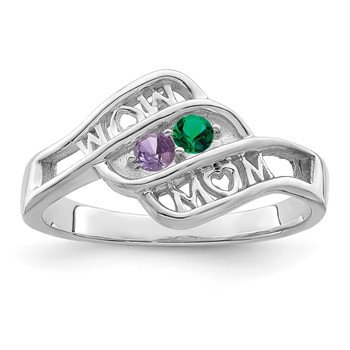 Sterling Silver Rhodium-plated Synthetic Family Jewelry Ring — alternate view