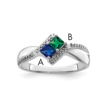 10k White Gold Synthetic Family Jewelry Ring