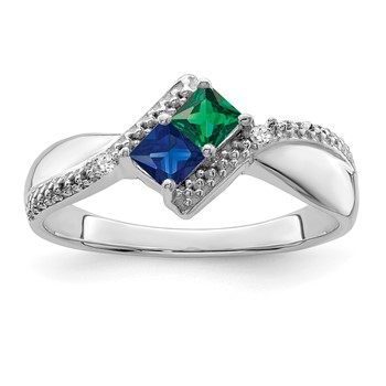 10k White Gold Synthetic Family Jewelry Ring — alternate view