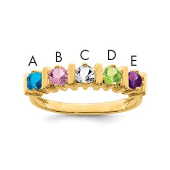 10k Polished 5-Stone Mothers Ring Mounting