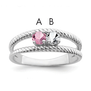10k White Gold Synthetic Family Jewelry Ring