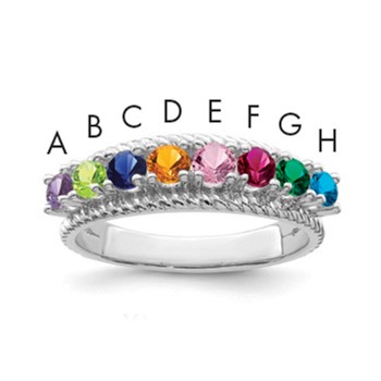 10k White Gold Synthetic Family Jewelry Ring