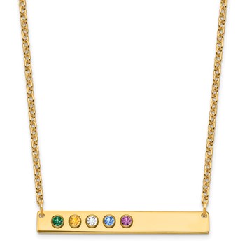 14KY 6 Birthstone w/ 14k Bezel Large Bar Necklace