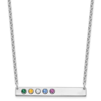 10KW 9 Birthstone w/ 14k Bezel Large Bar Necklace