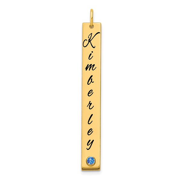 Vertical Bar Name Pendants with Birthstone