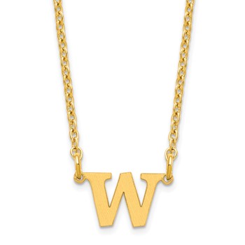 10ky Gold 1 Letter Dangle Necklace Satin Front/Back