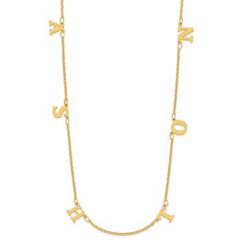 10ky Gold 6 Letter Dangle Necklace Satin Front/Back