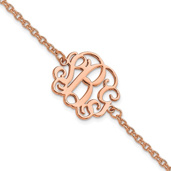 Sterling Silver/Rose-plated Polished Monogram Bracelet - Quality Gold