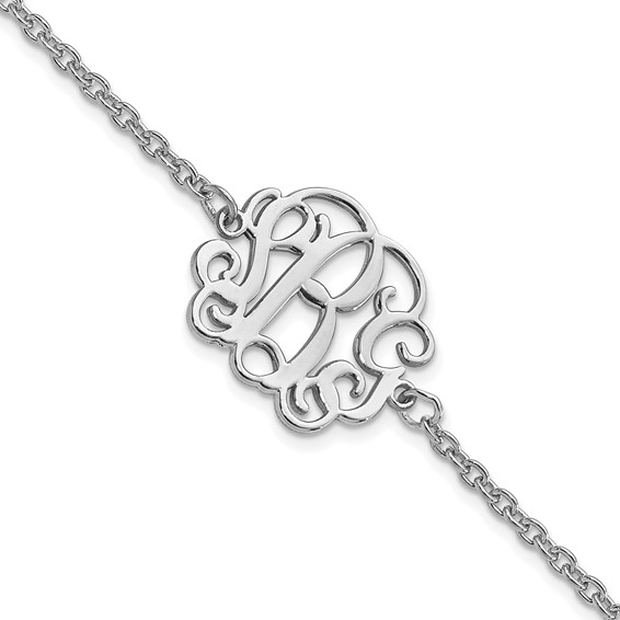 Sterling Silver Adjustable Monogram Bracelet, Customize With 1-3 Initial, a  Great Gift for Her 