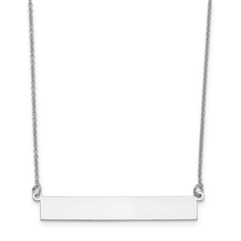 14k White Gold Bar Necklace Polished Front/Back